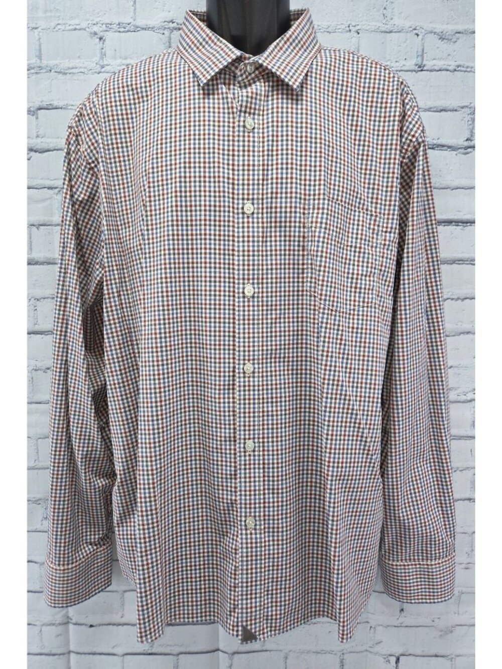 UNTUCKit Mens Long Sleeve Button Down Checkered Shirt 3XL Nylon Blend